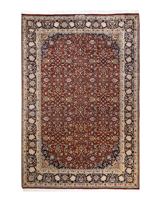 Traditional Mogul Brown Wool Area Rug 6' 0" x 9' 0" - Solo Rugs