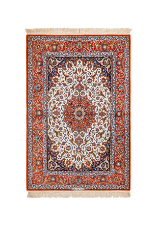 Authentic Persian Ivory Wool Area Rug 6" x 4" - Solo Rugs