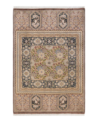 Traditional Mogul Brown Wool Area Rug 4' 2" x 6' 5" - Solo Rugs