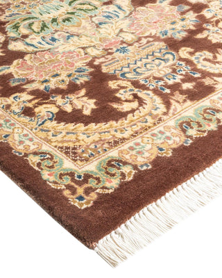 Traditional Mogul Brown Wool Square Area Rug 8' 2" x 8' 2" - Solo Rugs