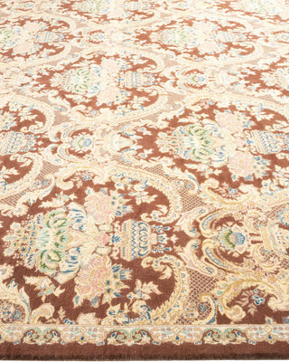 Traditional Mogul Brown Wool Square Area Rug 8' 2" x 8' 2" - Solo Rugs