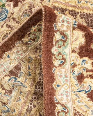 Traditional Mogul Brown Wool Square Area Rug 8' 2" x 8' 2" - Solo Rugs