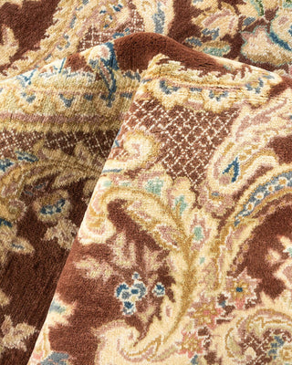 Traditional Mogul Brown Wool Square Area Rug 8' 2" x 8' 2" - Solo Rugs
