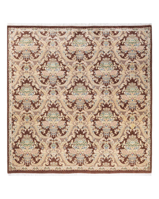 Traditional Mogul Brown Wool Square Area Rug 8' 2" x 8' 2" - Solo Rugs