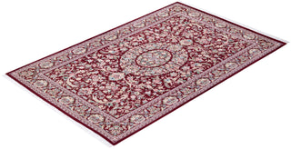 Traditional Mogul Red Wool Area Rug 4' 8" x 7' 4" - Solo Rugs