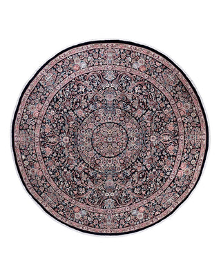 Traditional Mogul Black Wool Round Area Rug 8' 5" x 8' 5" - Solo Rugs