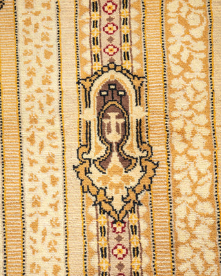 Contemporary Eclectic Yellow Wool Area Rug 4' 8" x 7' 2" - Solo Rugs