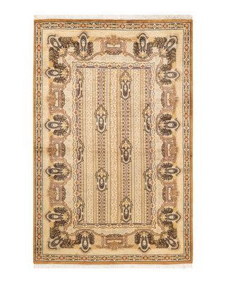 Contemporary Eclectic Yellow Wool Area Rug 4' 8" x 7' 2" - Solo Rugs