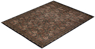 Traditional Mogul Brown Wool Area Rug 9' 1" x 12' 5" - Solo Rugs