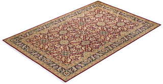 Traditional Mogul Red Wool Area Rug 6' 1" x 9' 3" - Solo Rugs